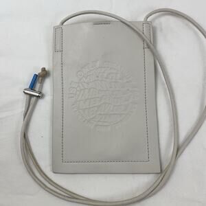 Bimba y Lola Mini Leather Crossbody Phone Bag Off White Logo Embossed